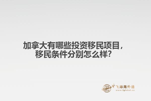 加拿大有哪些投資移民項目，移民條件分別怎么樣？