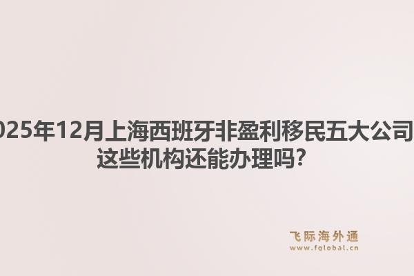 2025年12月上海西班牙非盈利移民五大公司？這些機構(gòu)還能辦理嗎？